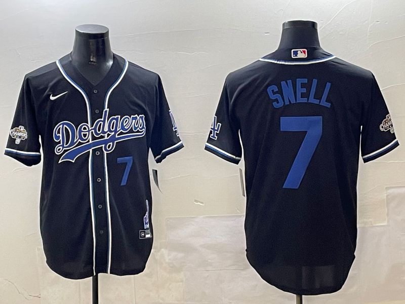Men Los Angeles Dodgers #7 Snell Black Fashion Game 2025 Nike MLB Jersey style 30616